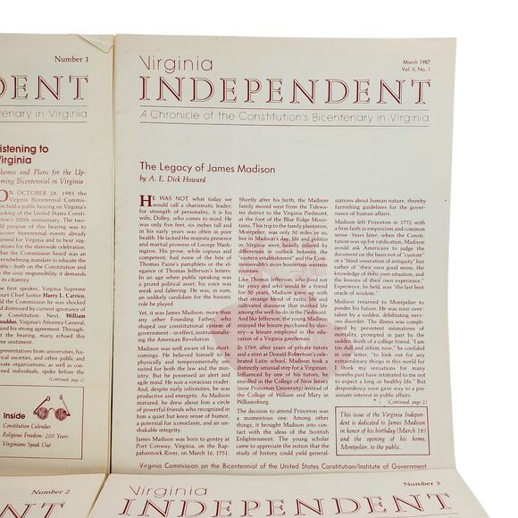 Virginia Independent A Chronicle of the Constitution's Bicentenary in VA 1-3 - Picture 3 of 7